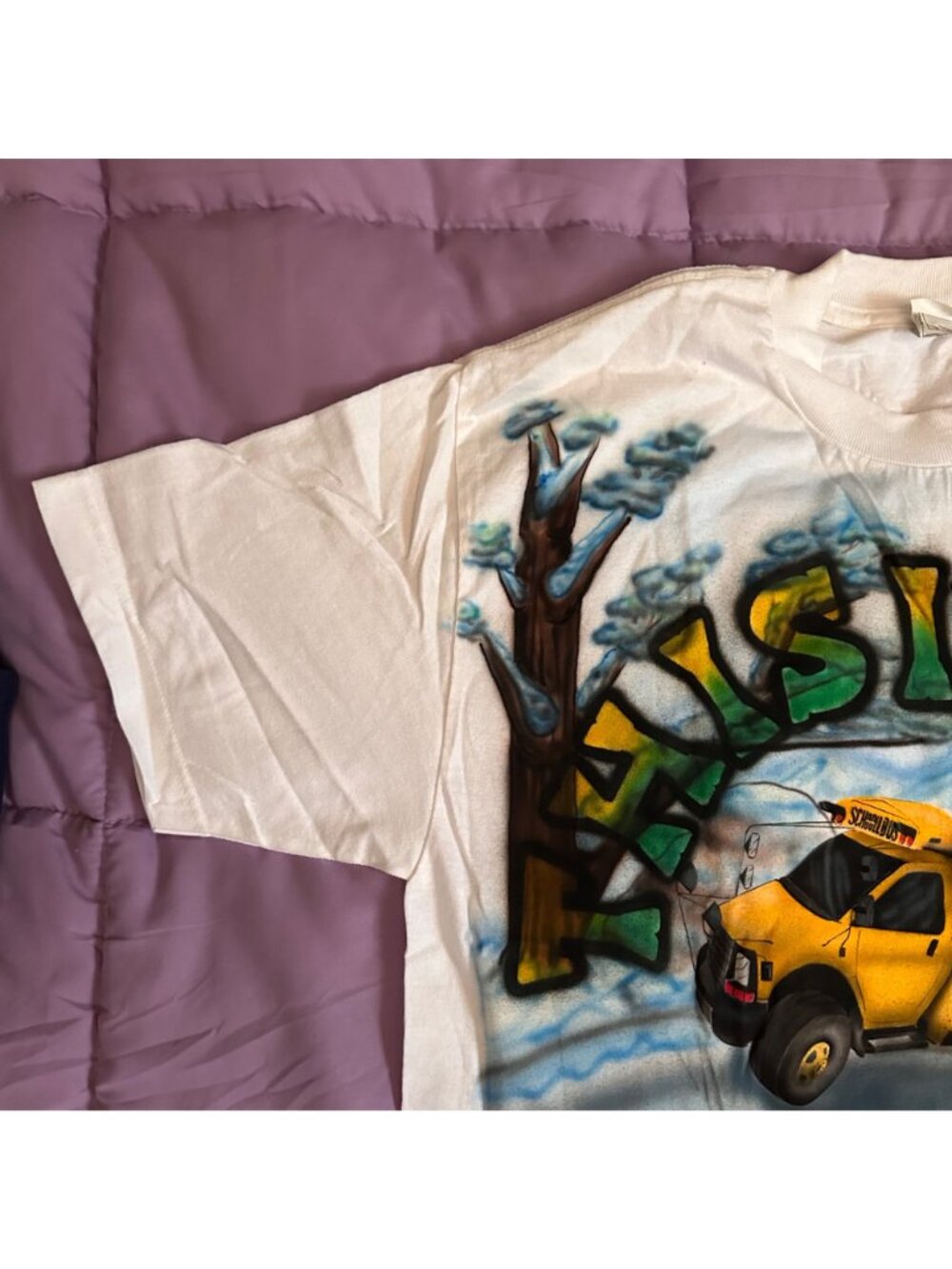 This Is How We Roll Airbrushed Mariposa School Bus Graphic T-Shirt Large Alstyle - Picture 8 of 14